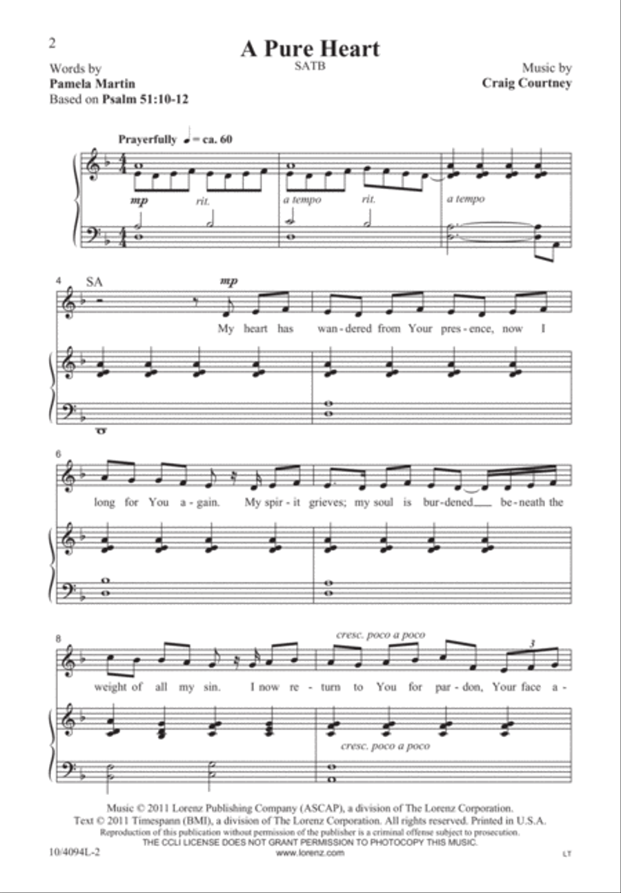 A Pure Heart 4-Part scores gallery preview page 3