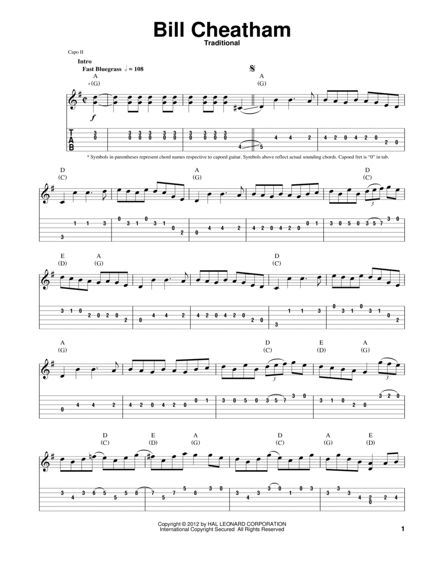 Bill Cheatham Acoustic Guitar scores gallery preview page 1