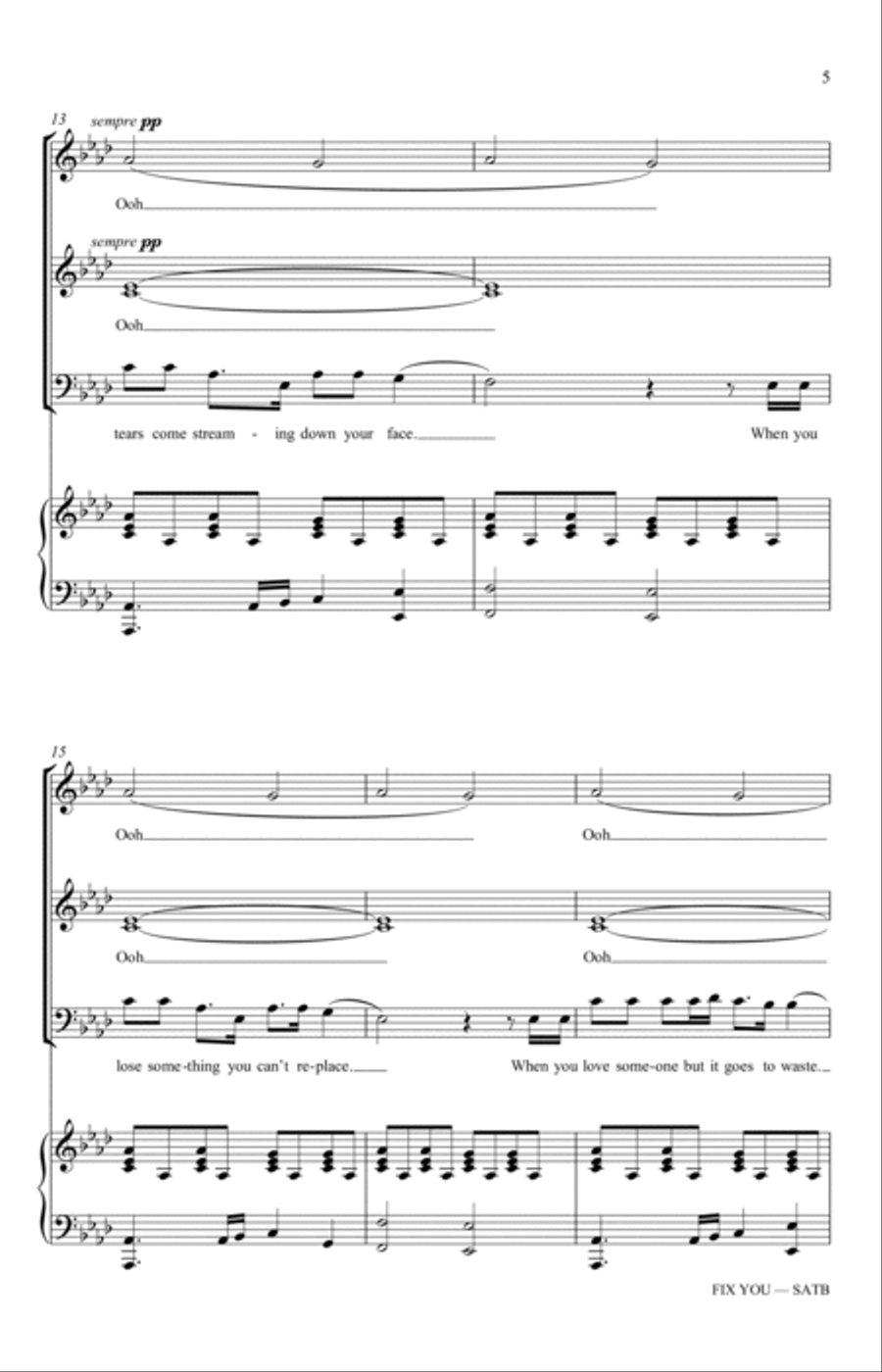 Fix You (arr. George Chung) 4-Part scores gallery preview page 3