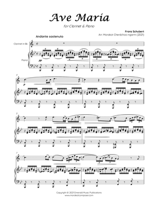 AVE MARIA SCHUBERT for Clarinet & Piano