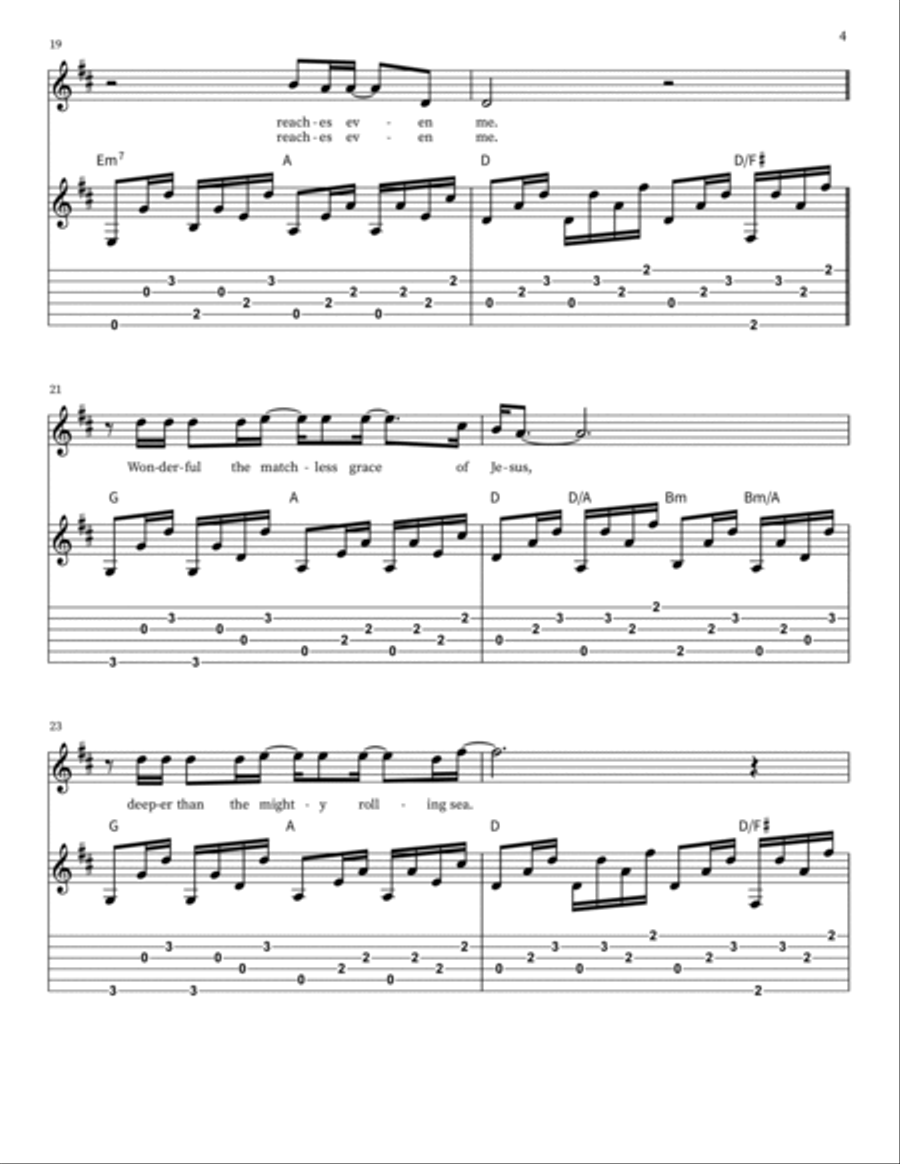 Wonderful Grace Of Jesus Guitar Tablature scores gallery preview page 4