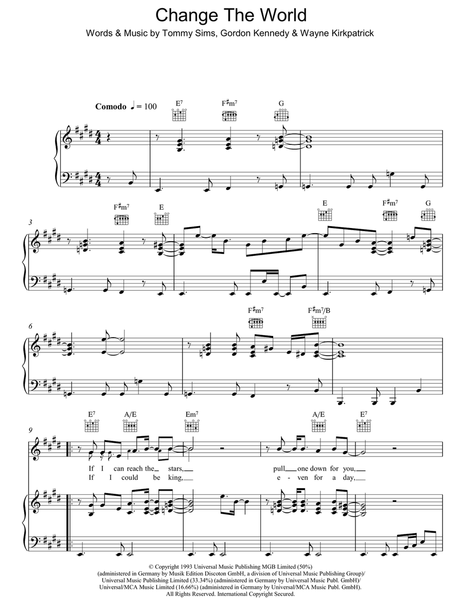 Change The World Change The World Piano, Vocal, Guitar scores gallery preview page 1