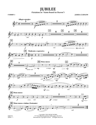 Jubilee (Variations On "Saints Bound for Heaven") - F Horn 1