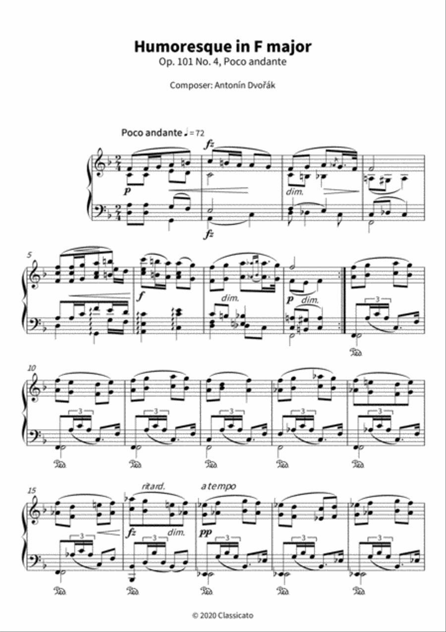 Humoresque in F major Piano Solo scores gallery preview page 3