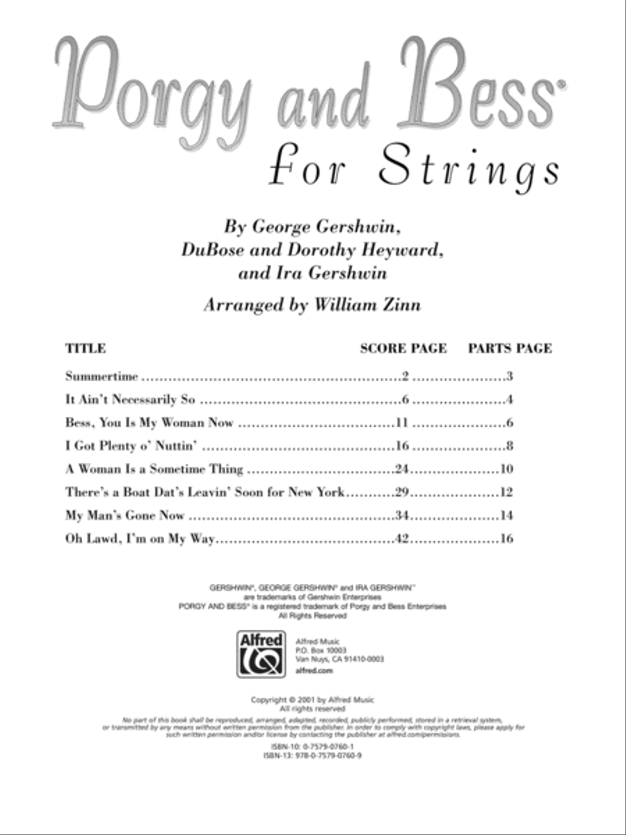 Porgy and Bess for Strings String Orchestra scores gallery preview page 2