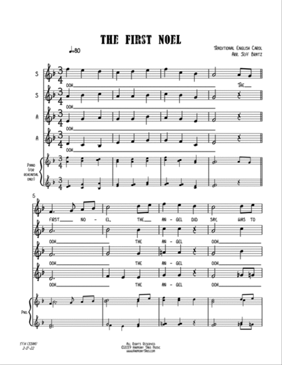 The First Noel (SSAA A Cappella) SSAA scores gallery preview page 2