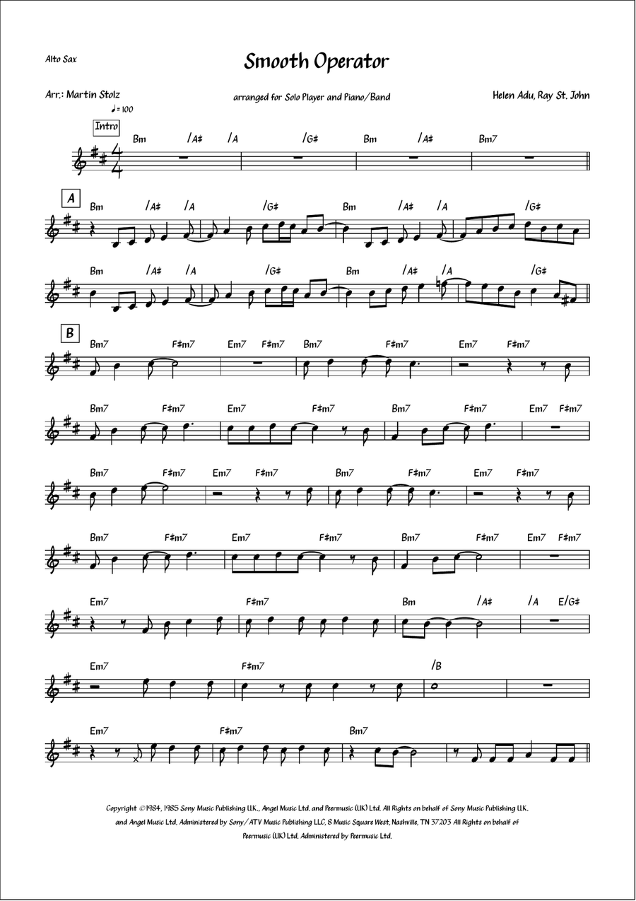 Smooth Operator Alto Saxophone scores gallery preview page 2