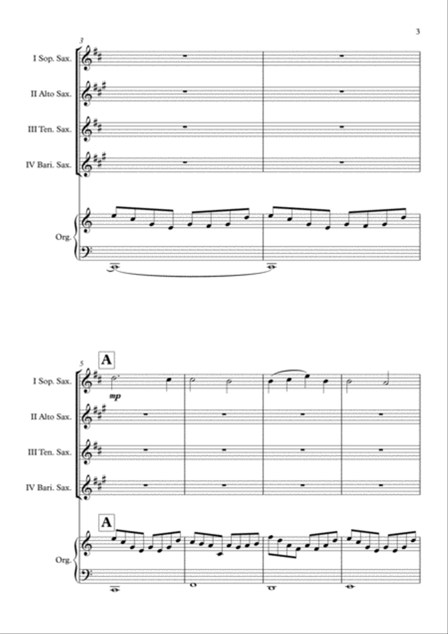 Mr. Bean Animated Series Theme Saxophone Quartet scores gallery preview page 4