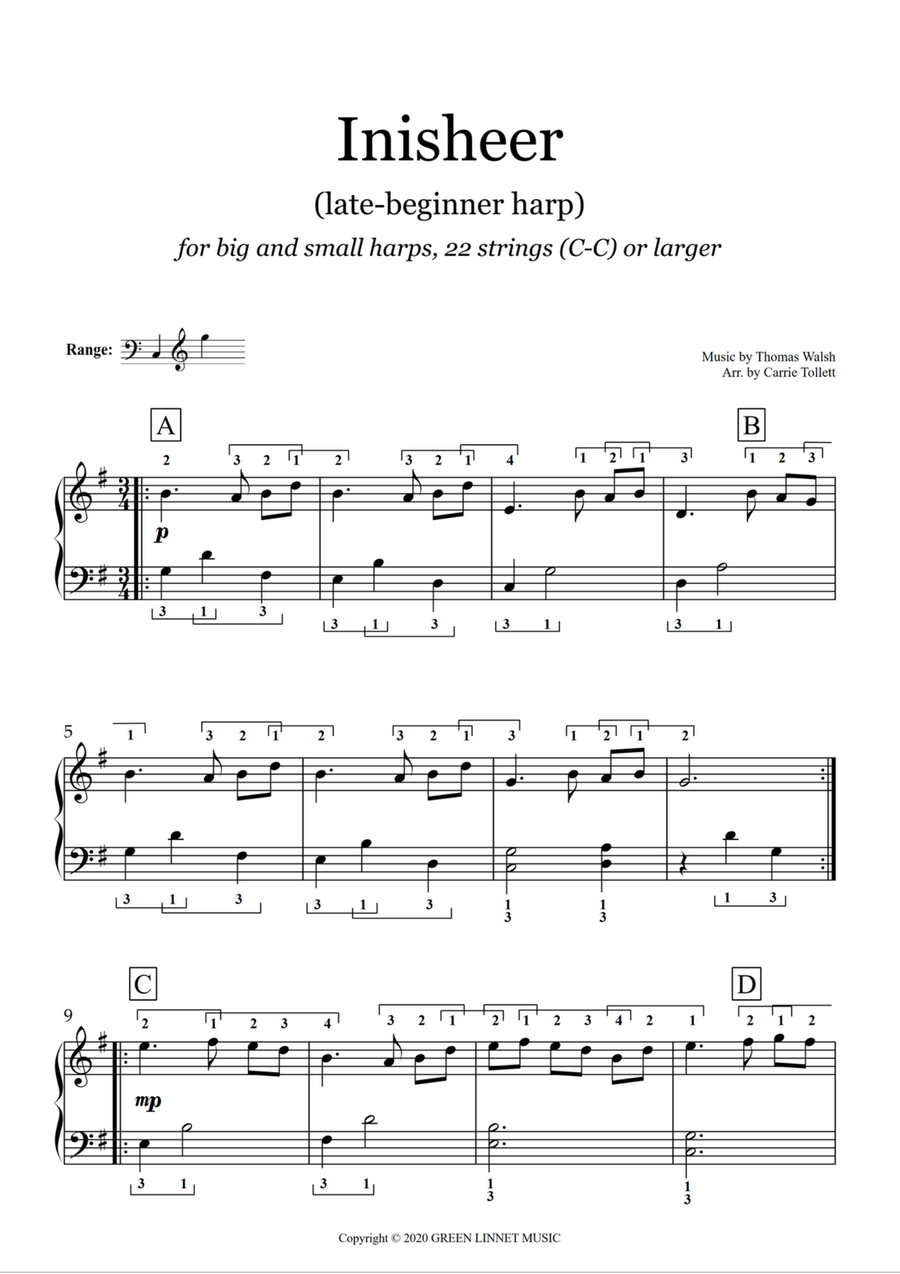 Inisheer Celtic Harp scores gallery preview page 2