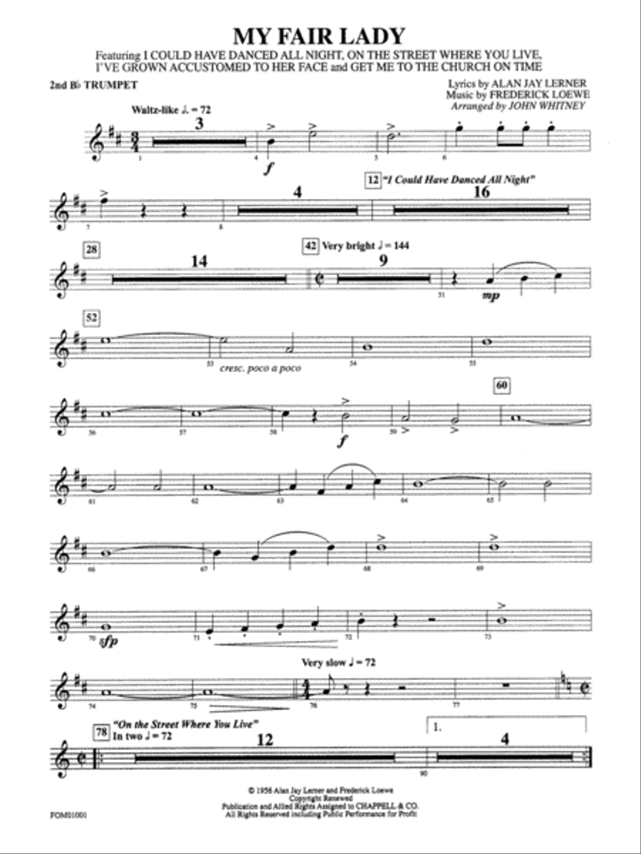 My Fair Lady (Medley): 2nd B-flat Trumpet Full Orchestra scores gallery preview page 1