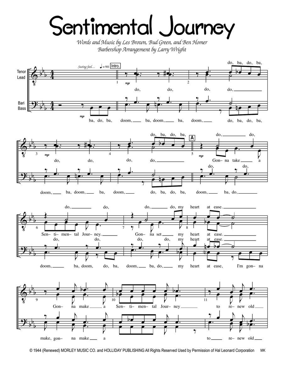 Sentimental Journey TTBB scores gallery preview page 1