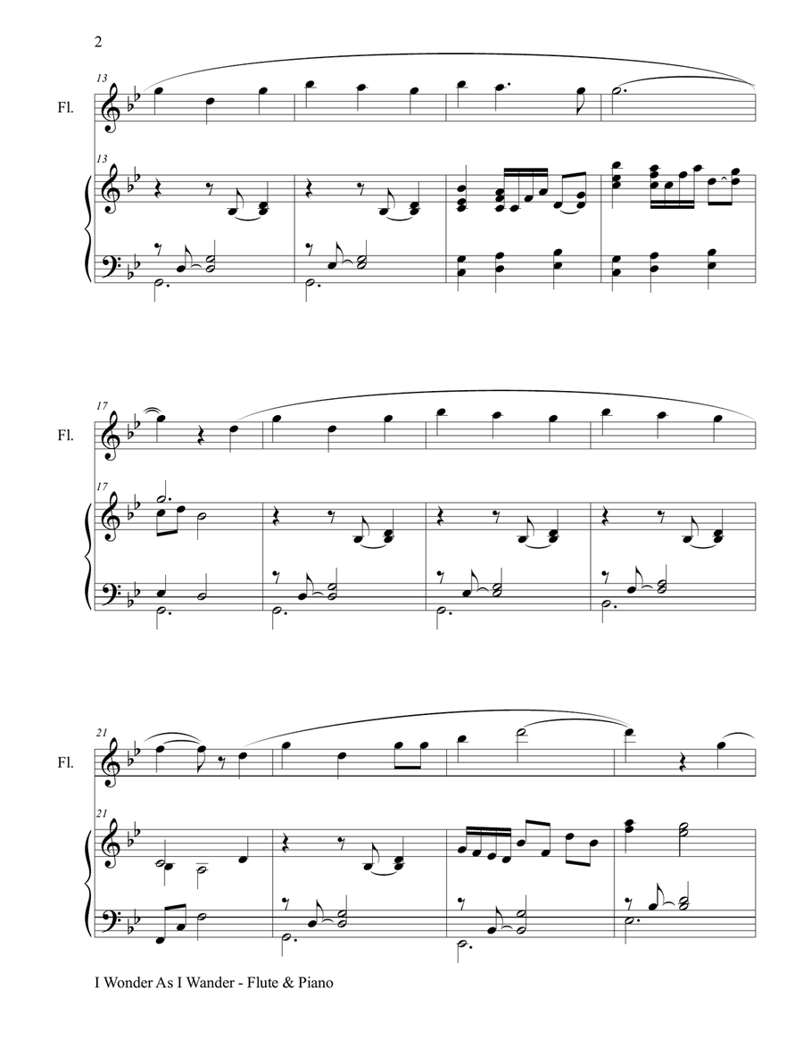 I Wonder As I Wander Flute Solo scores gallery preview page 3