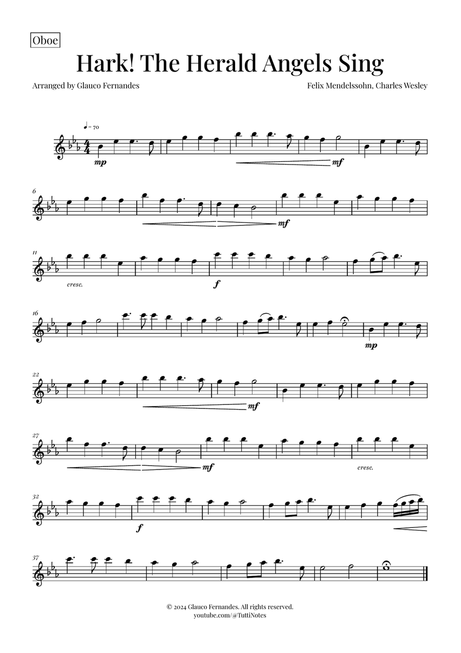Hark! The Herald Angels Sing Trio Arrangement | Christmas Carol Sheet Music Woodwind Trio scores gallery preview page 3