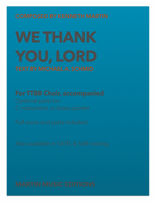Sacred Music for Men's Choir - We Thank You, Lord