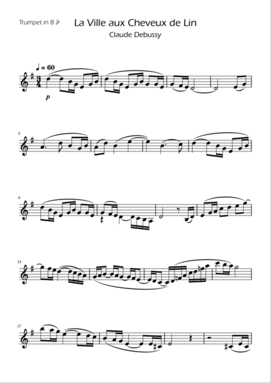 La fille aux cheveux de lin - Debussy - Brass Trio w/ Piano Brass Trio scores gallery preview page 6