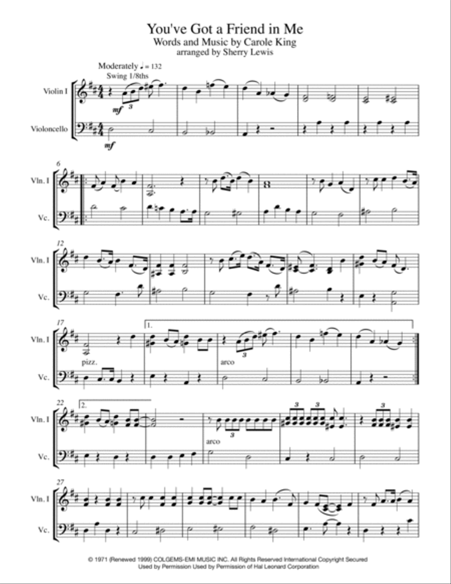 You've Got A Friend String Duet scores gallery preview page 4