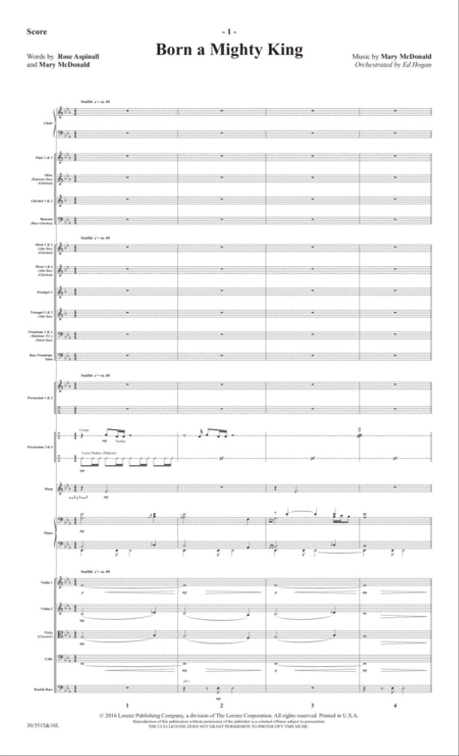 Born a Mighty King - Orchestral Score and CD with Printable Parts