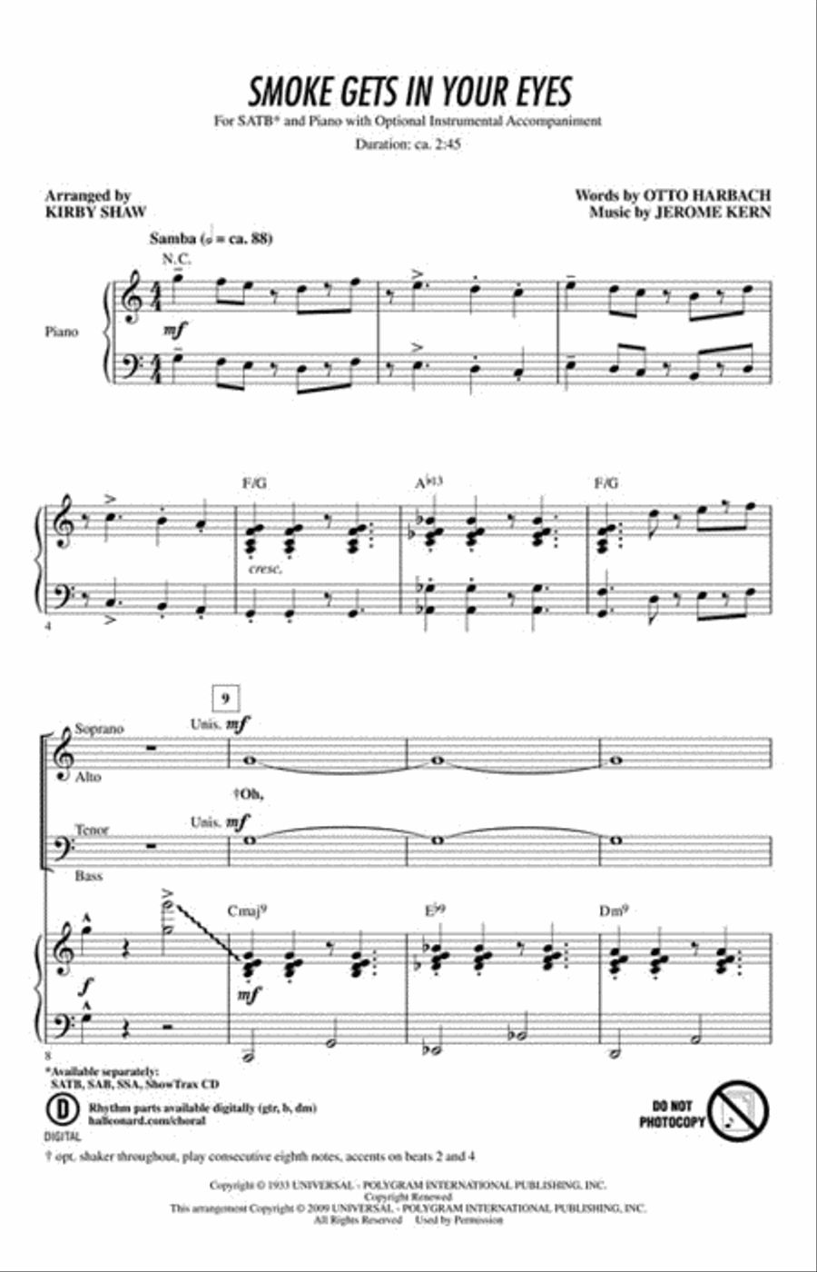 Smoke Gets in Your Eyes 4-Part scores gallery preview page 2