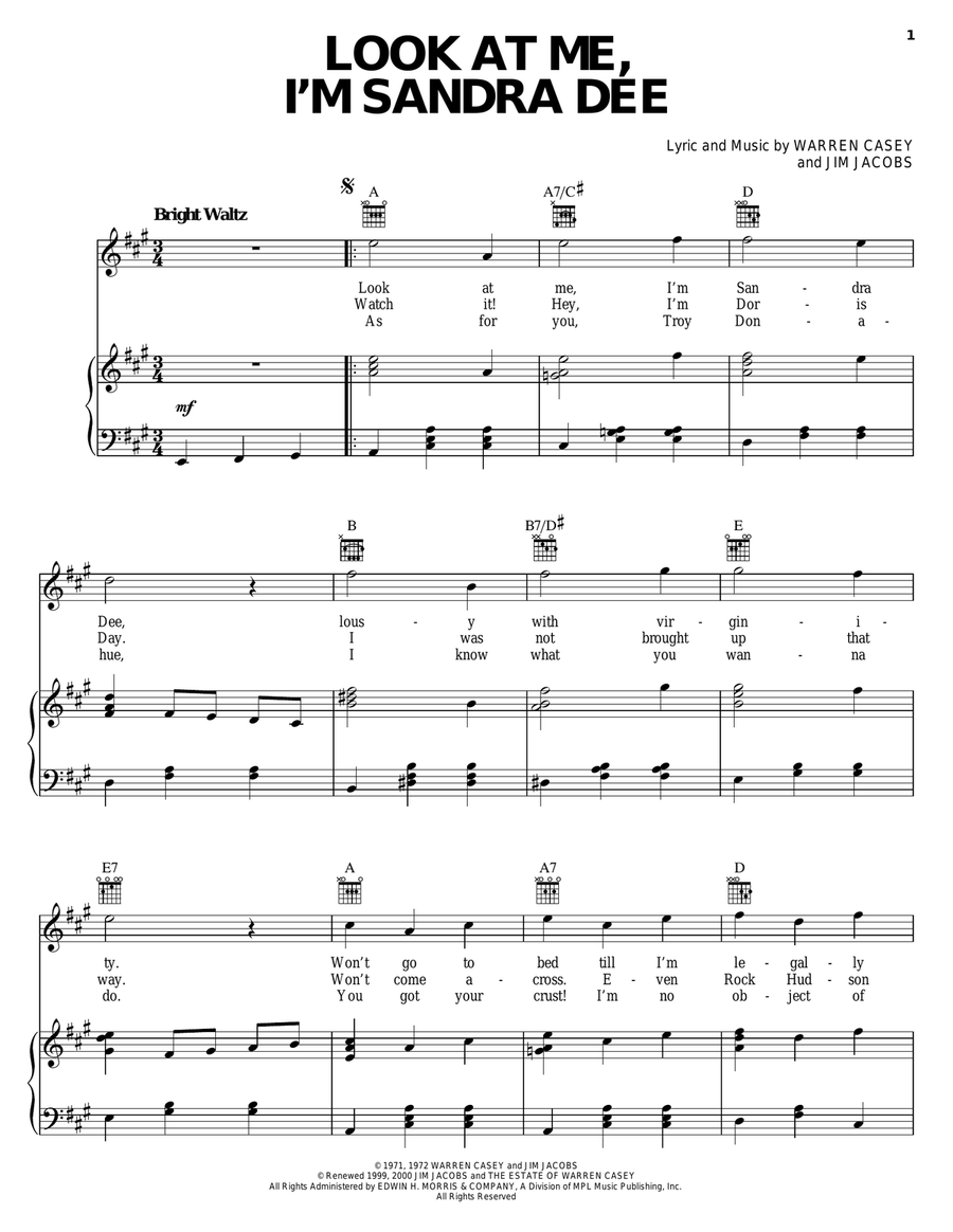 Look At Me, I'm Sandra Dee (from Grease) Acoustic Guitar scores gallery preview page 1