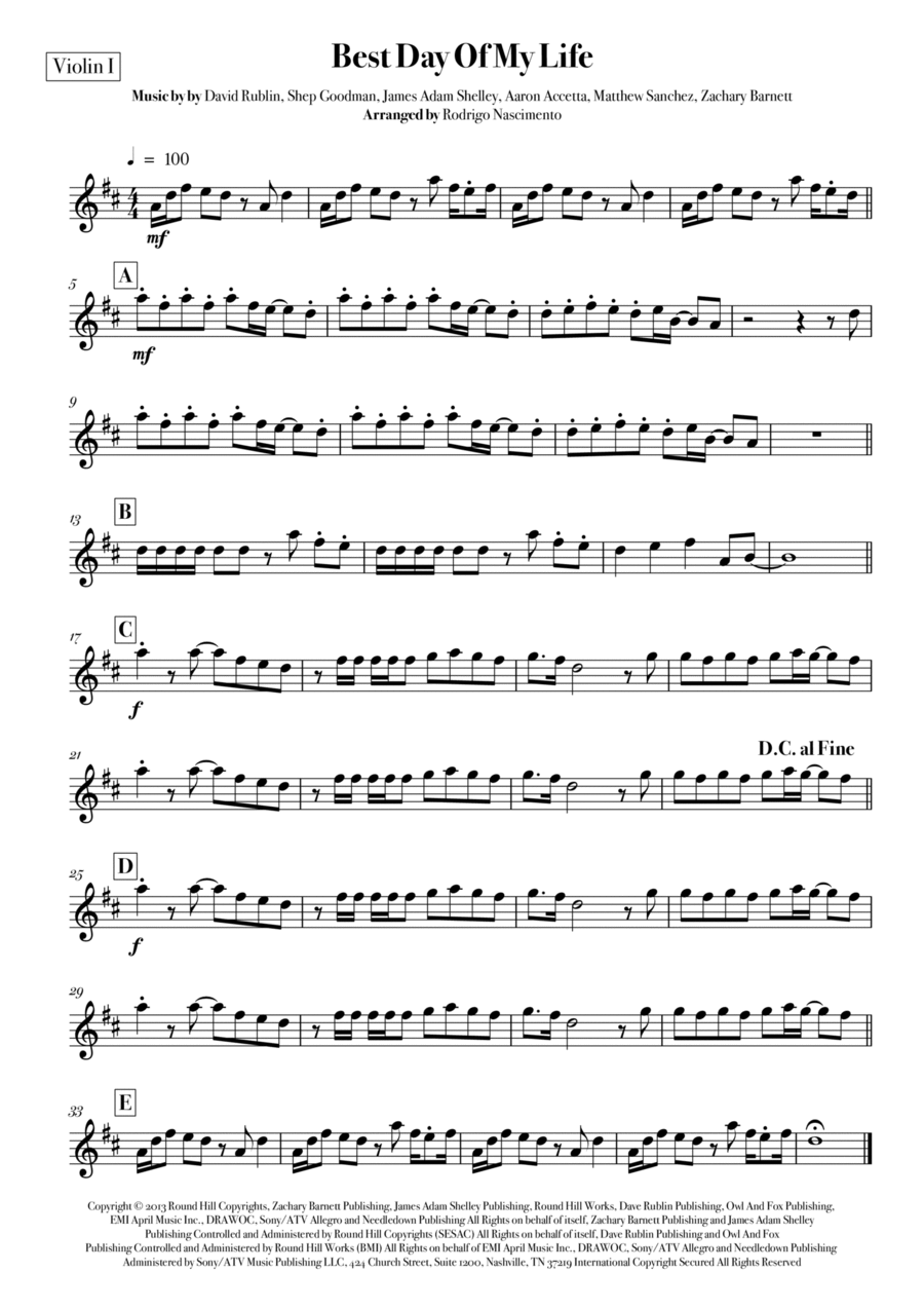 Best Day Of My Life String Quartet scores gallery preview page 1