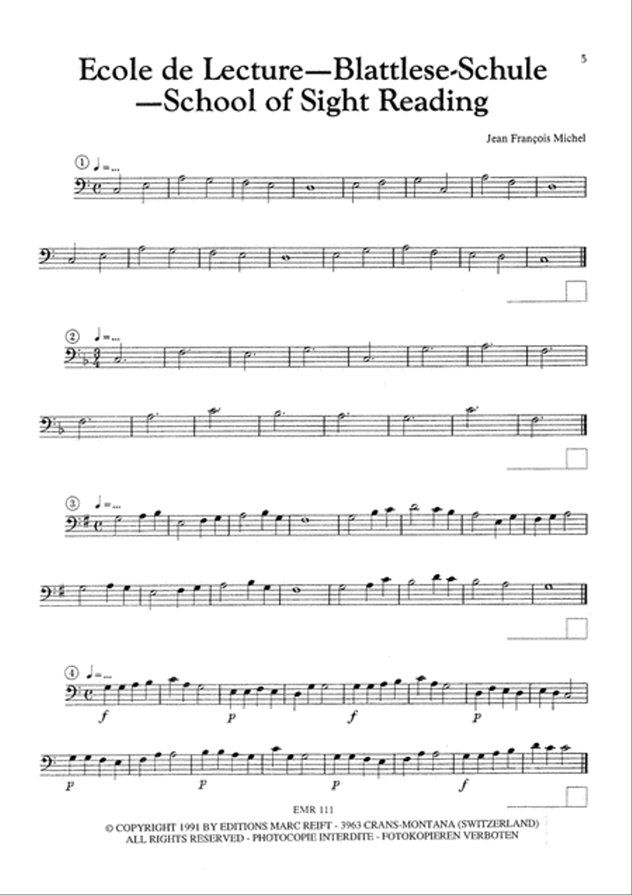 Blattlese-Schule / Ecole de Lecture / School of Sight Reading Trombone scores gallery preview page 3