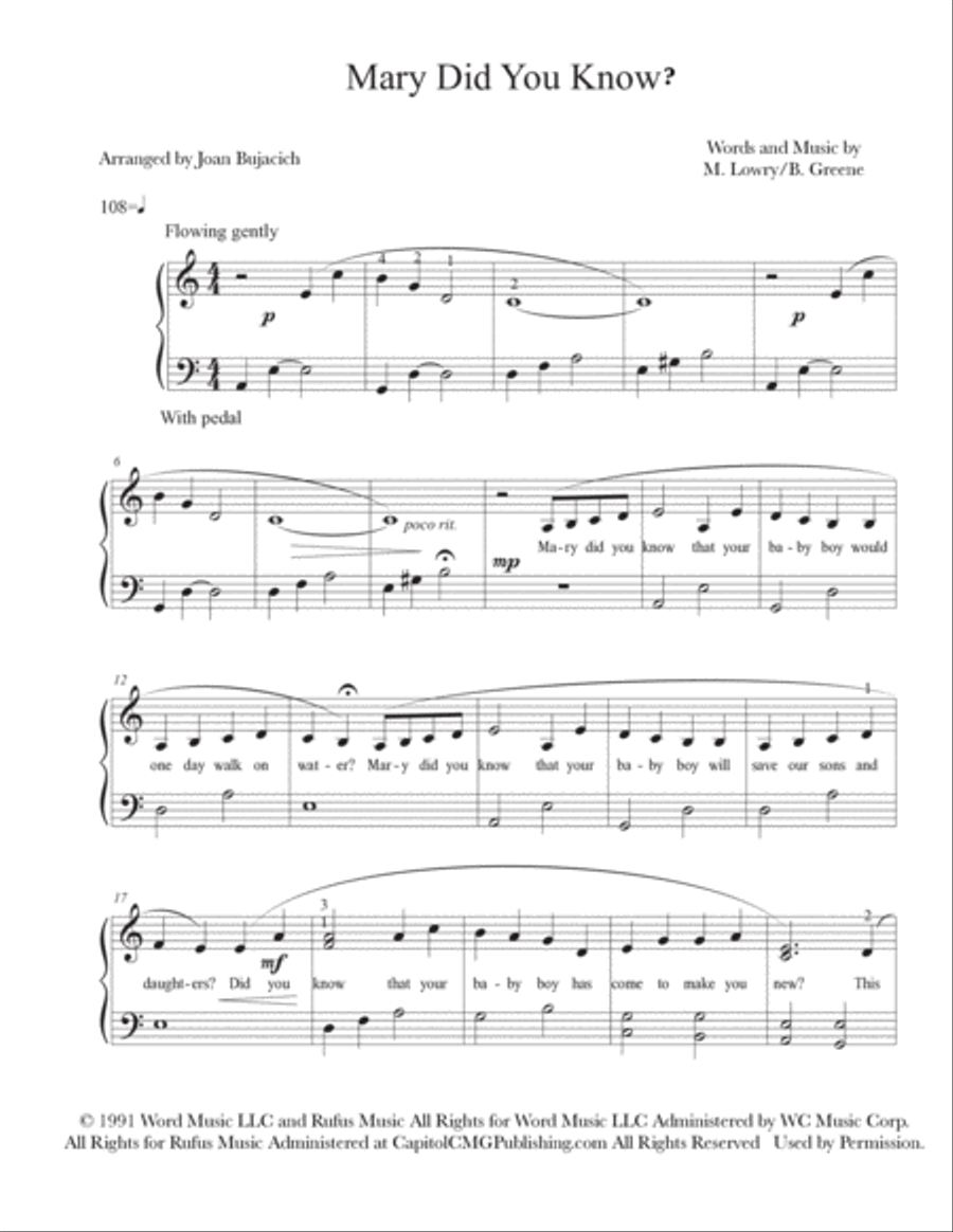 Mary, Did You Know? Easy Piano scores gallery preview page 2