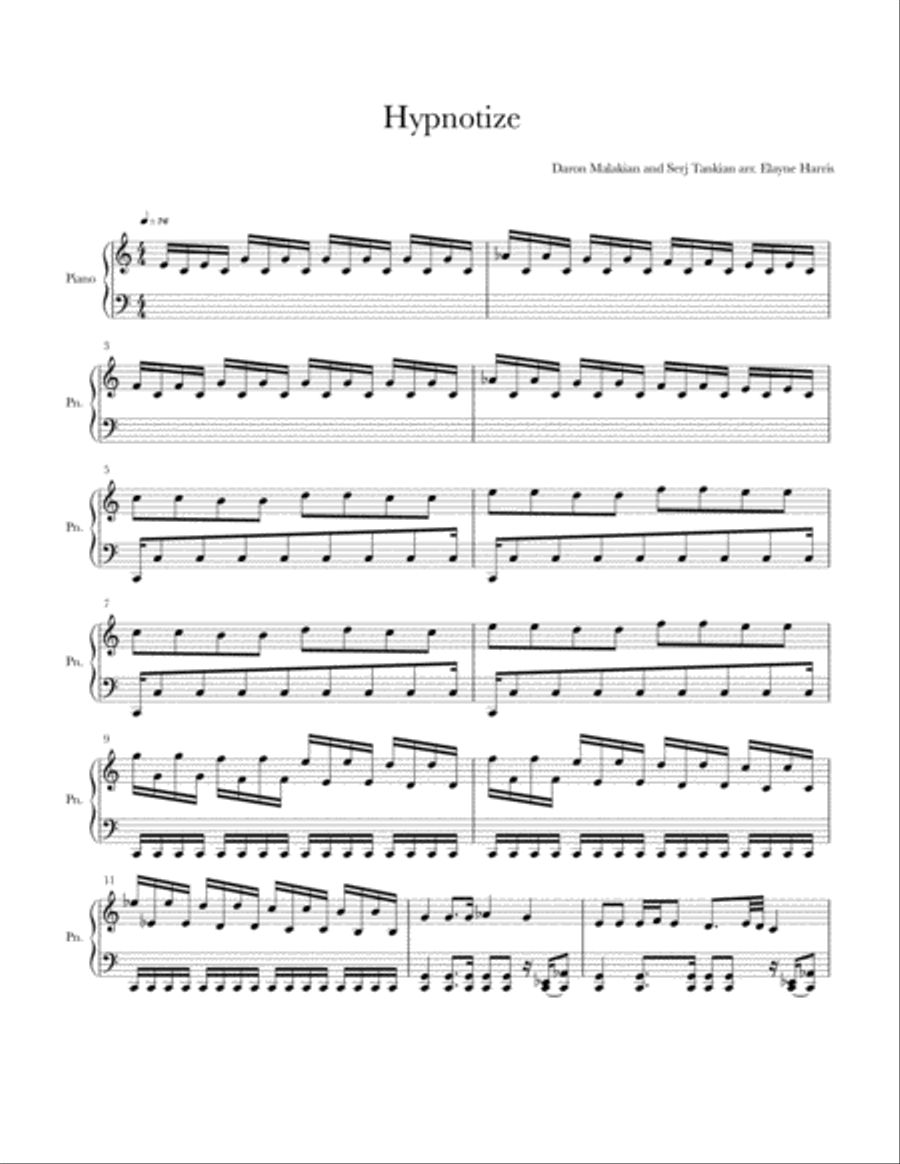 Hypnotize Piano Solo scores gallery preview page 1