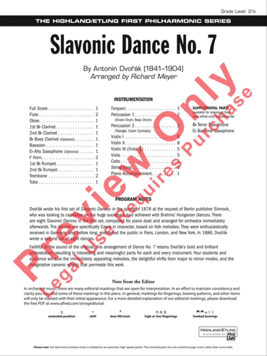 Slavonic Dance No. 7 Full Orchestra scores gallery preview page 2