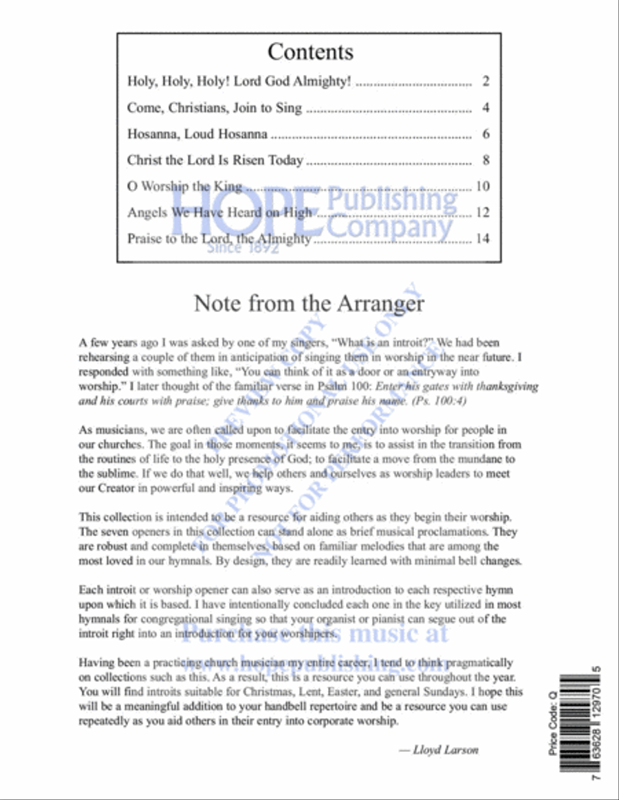 WORSHIP OPENERS: Handbell Introits, Vol 1 Handbell Choir scores gallery preview page 17