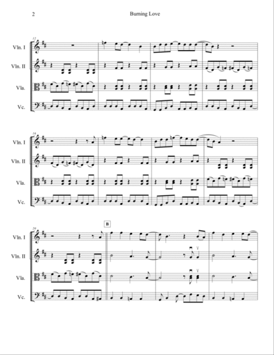 Burning Love Burning Love String Quartet scores gallery preview page 4