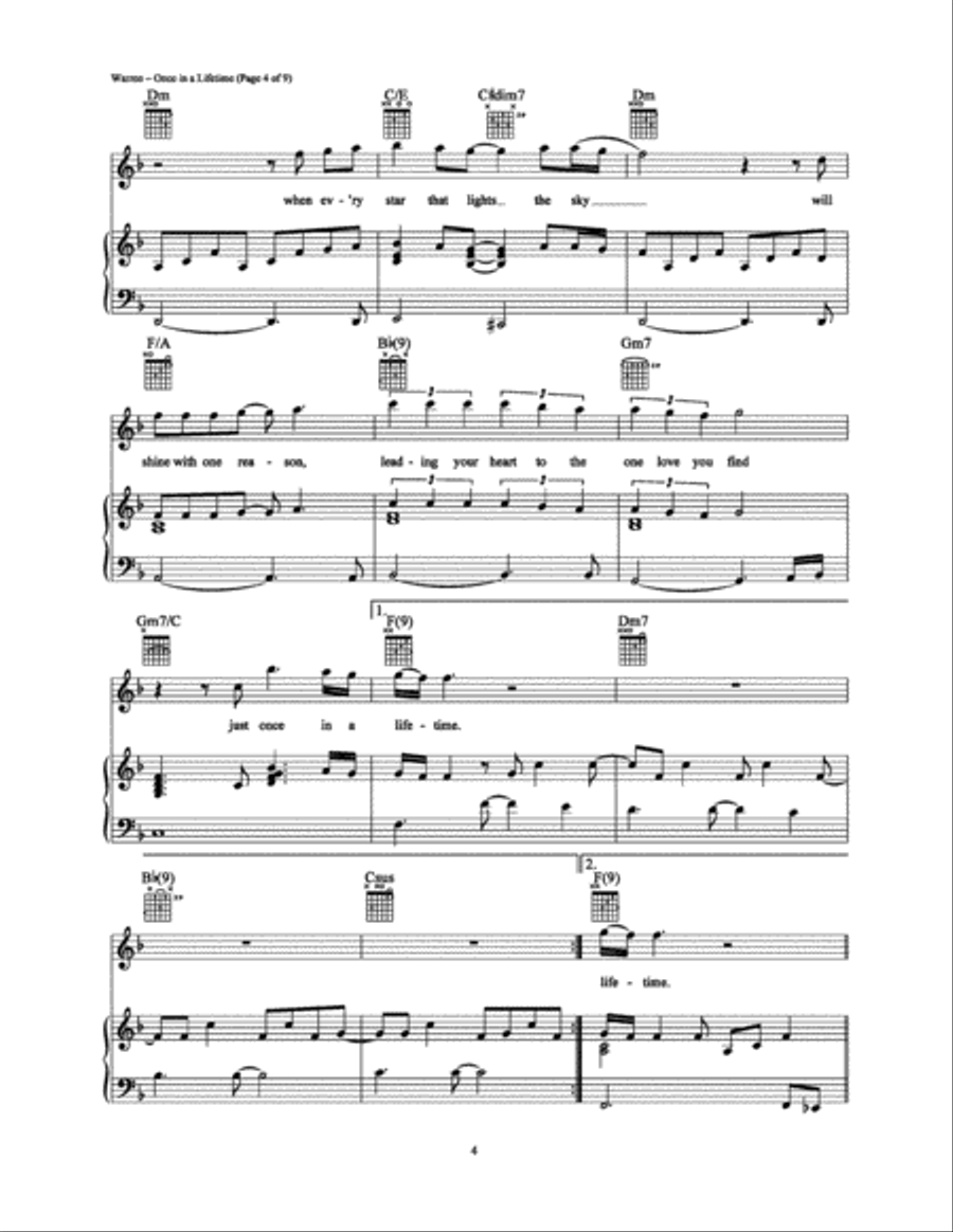 Once in a Lifetime Piano, Vocal, Guitar scores gallery preview page 4
