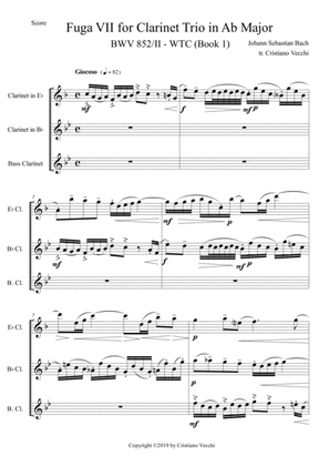 Fuga VII for Clarinet Trio in Ab Major