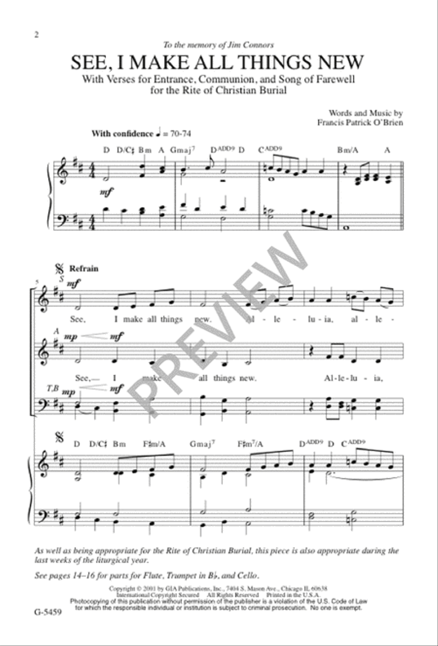 See, I Make All Things New 4-Part scores gallery preview page 1