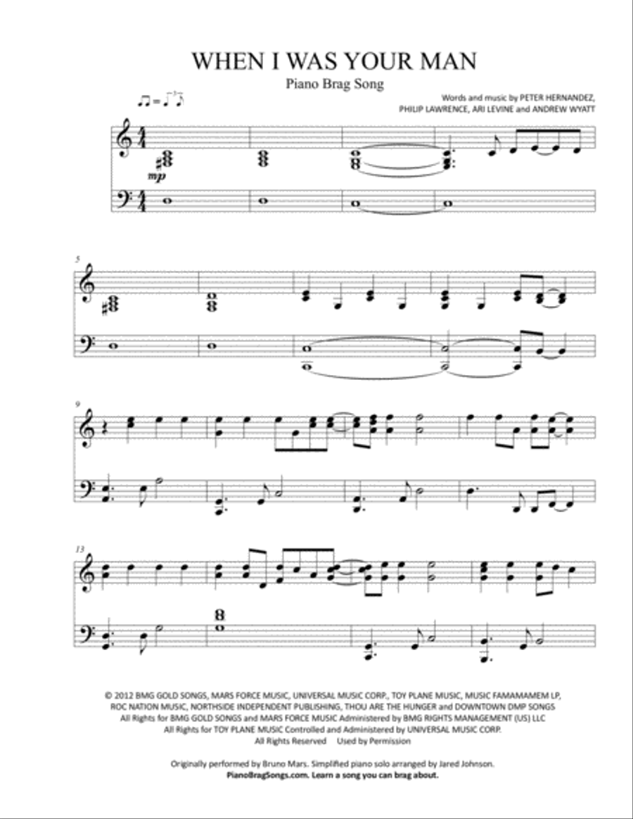When I Was Your Man Piano Solo scores gallery preview page 1