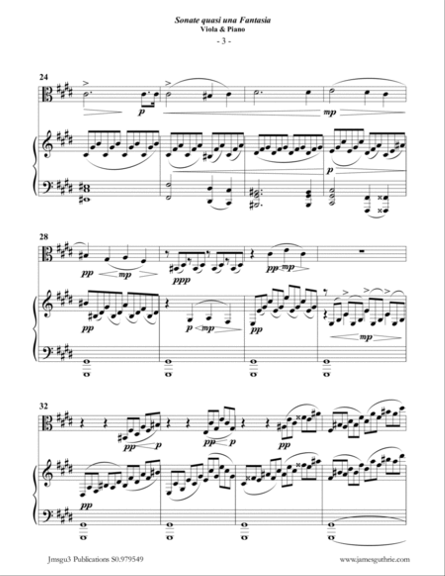 Beethoven: Adagio from the Moonlight Sonata for Viola & Piano Piano scores gallery preview page 3