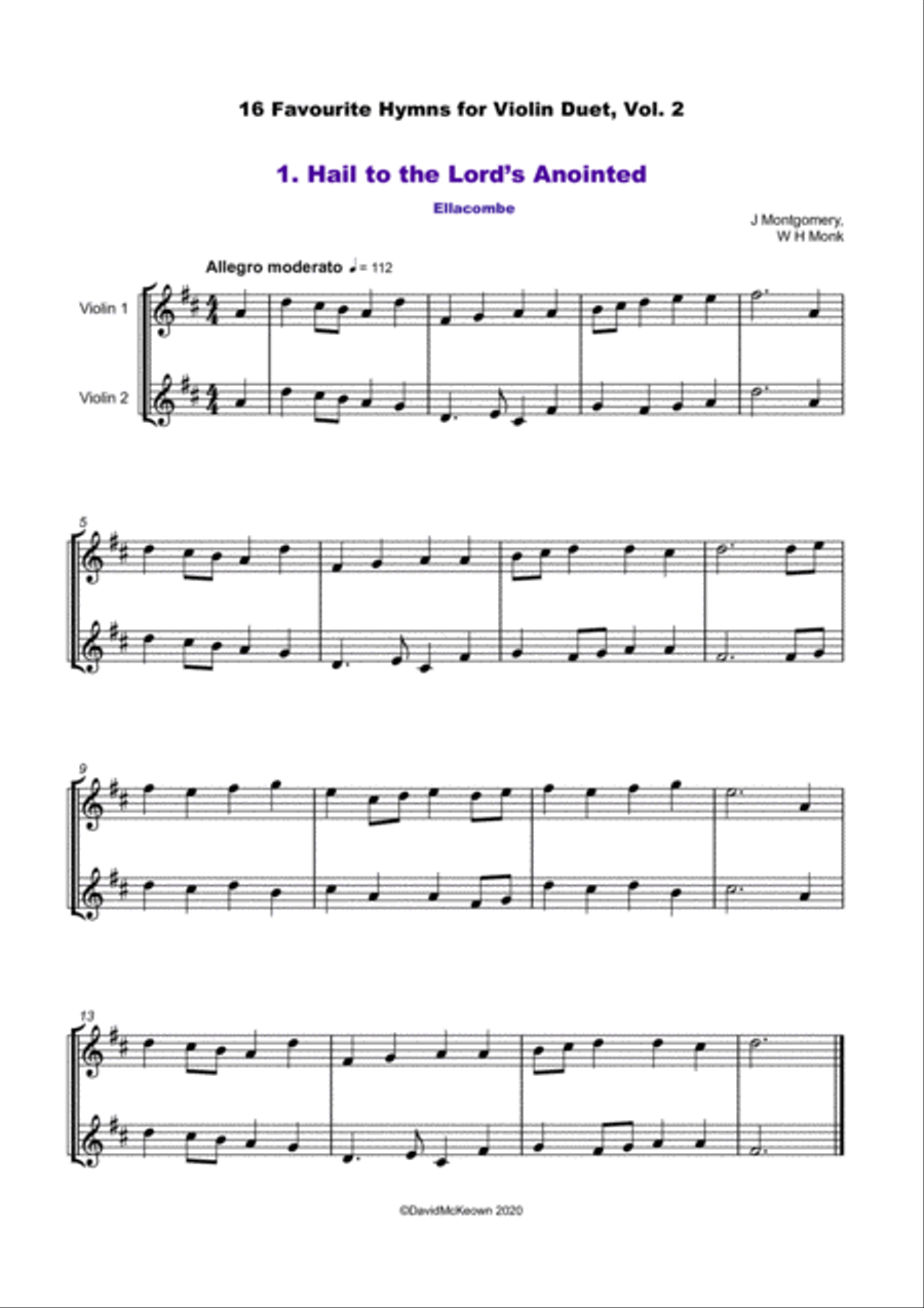 16 Favourite Hymns Vol.2 for Violin Duet String Duet scores gallery preview page 2