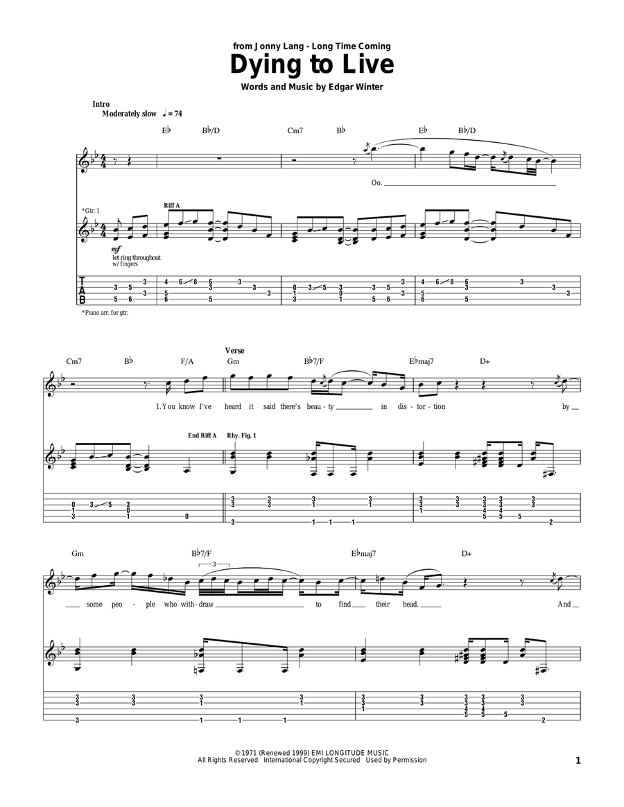 Dying To Live Acoustic Guitar scores gallery preview page 1