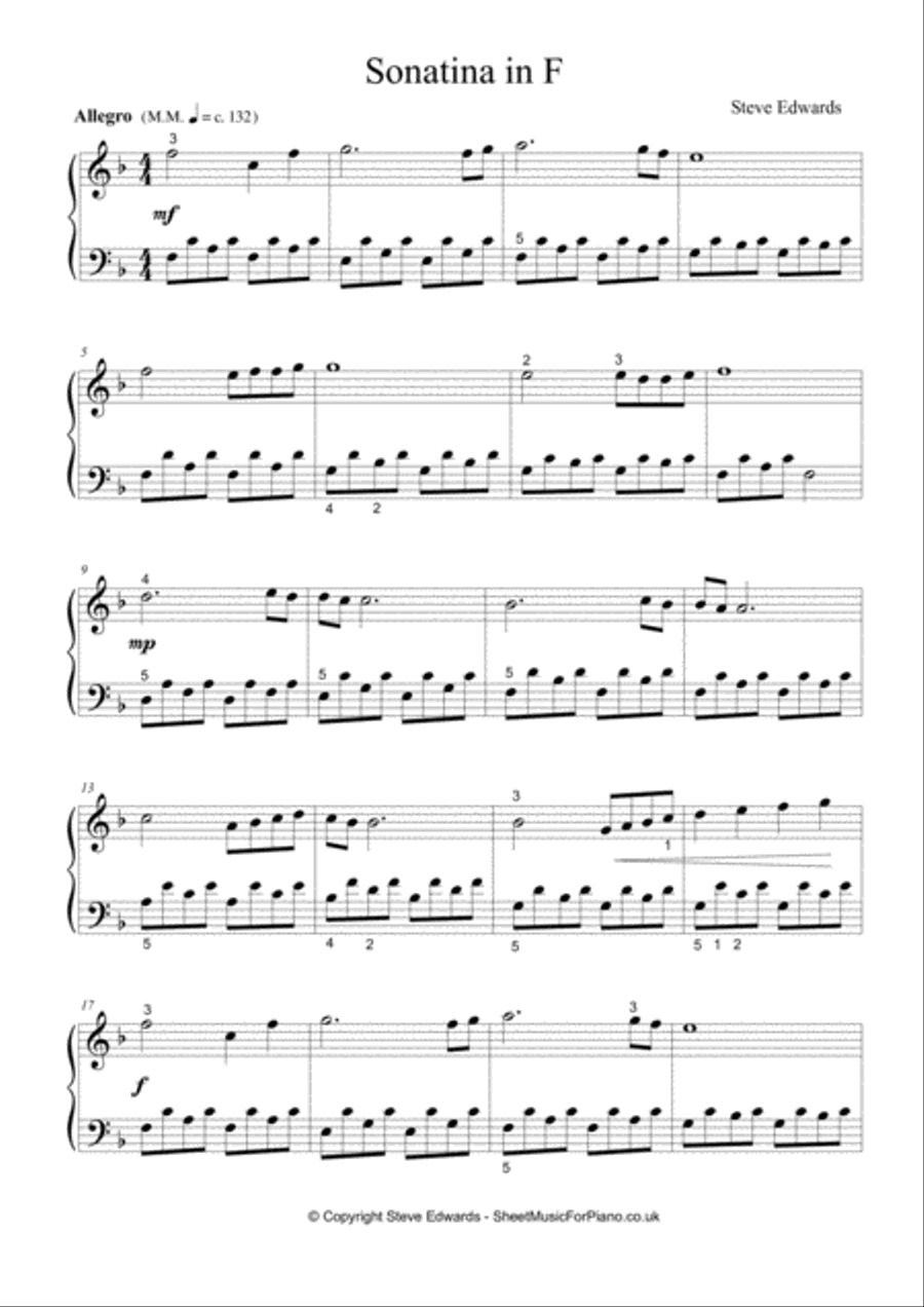 Sonatina In F Piano Solo scores gallery preview page 3