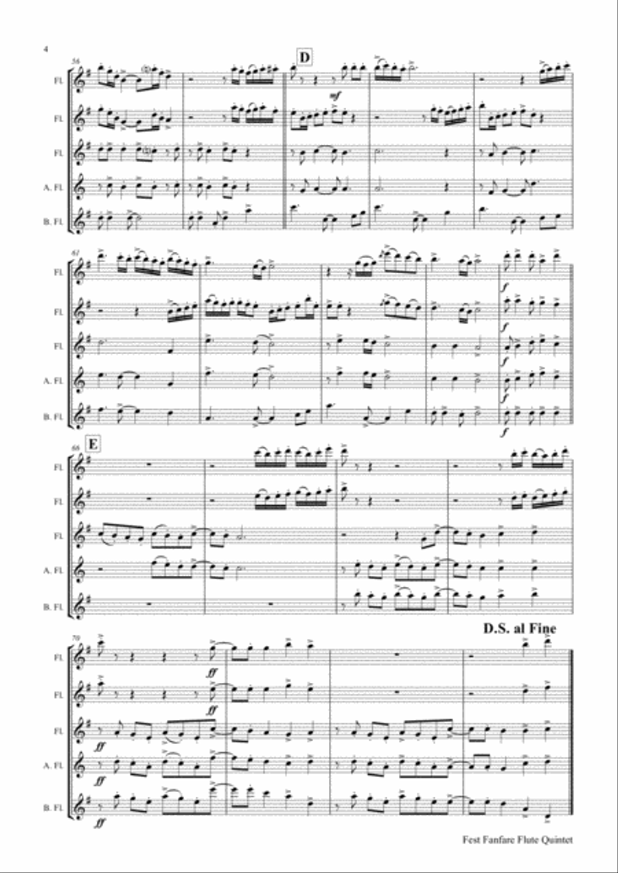Fest Fanfare - Classical Festive Fanfare - Opener - Flute Quintet Woodwind Ensemble scores gallery preview page 4
