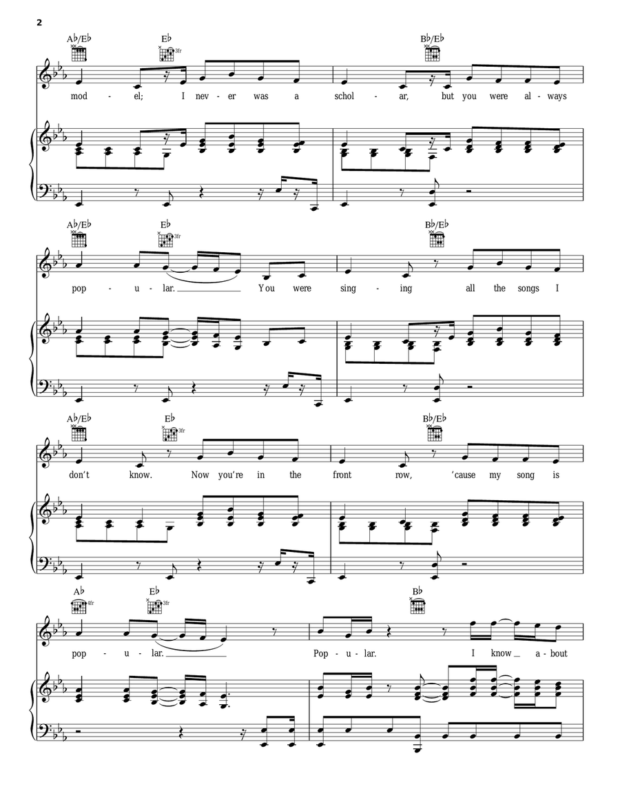 Popular Song Piano, Vocal, Guitar scores gallery preview page 2