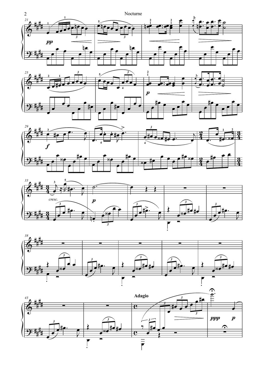 Nocturne in C sharp Minor Piano Solo scores gallery preview page 2