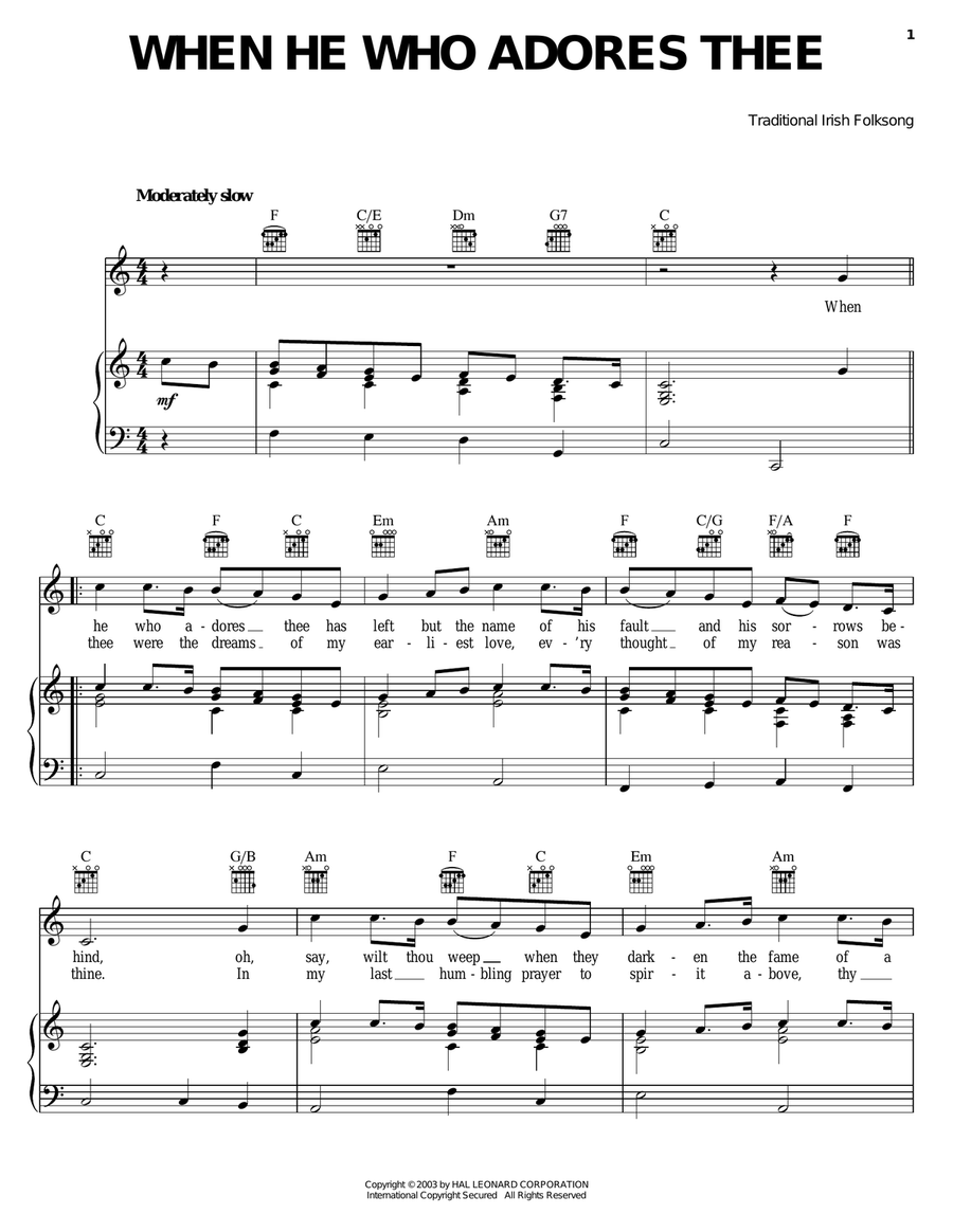 When He Who Adores Thee When He Who Adores Thee Piano, Vocal, Guitar scores gallery preview page 1