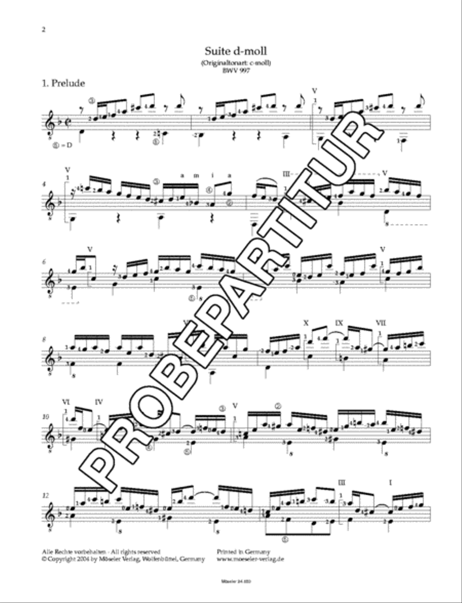 Suite d-Moll (orig. c-Moll) BWV 997