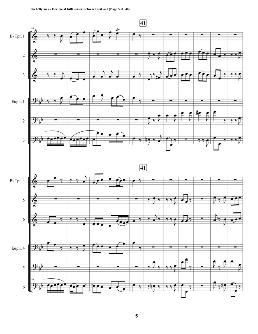 Der Geist hilft unser Schwachheit auf by J.S. Bach for Double Brass Choir Euphonium scores gallery preview page 5
