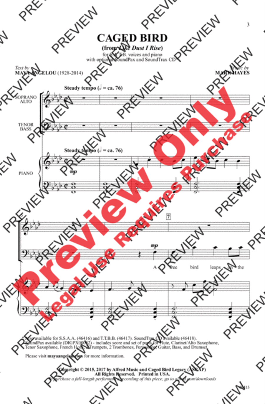 Caged Bird Caged Bird 4-Part scores gallery preview page 2