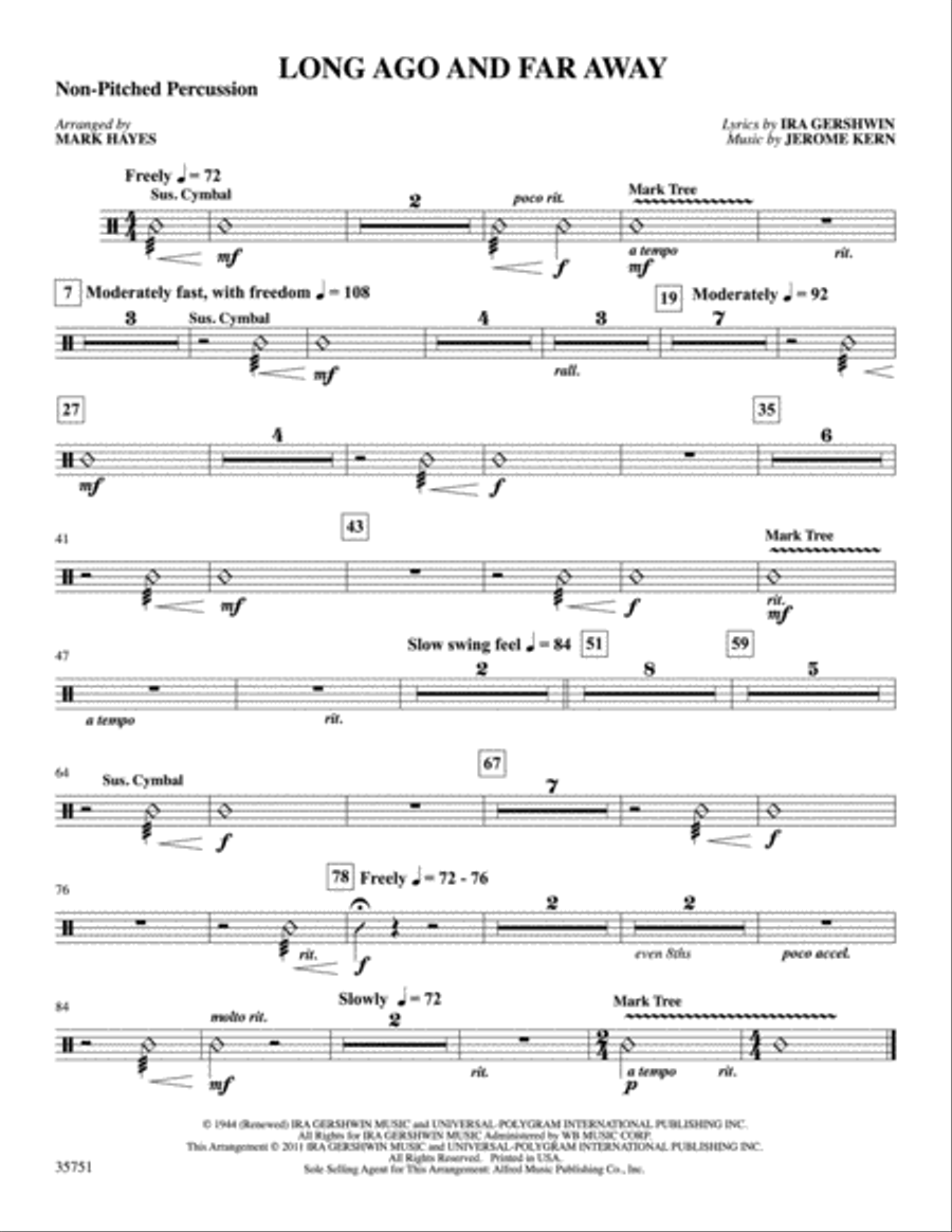 Long Ago and Far Away: 1st Percussion Percussion scores gallery preview page 1