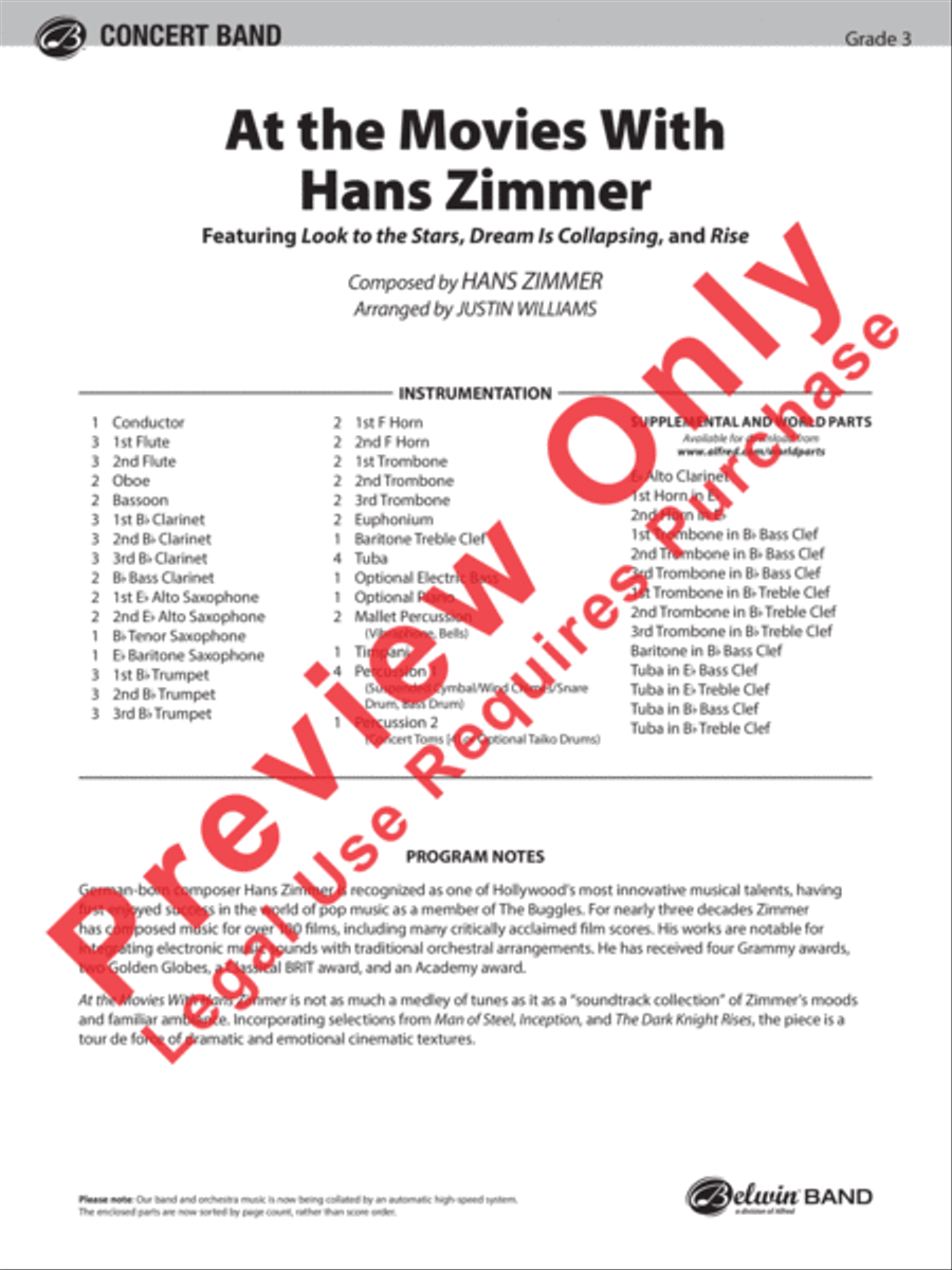 At the Movies with Hans Zimmer Concert Band scores gallery preview page 2