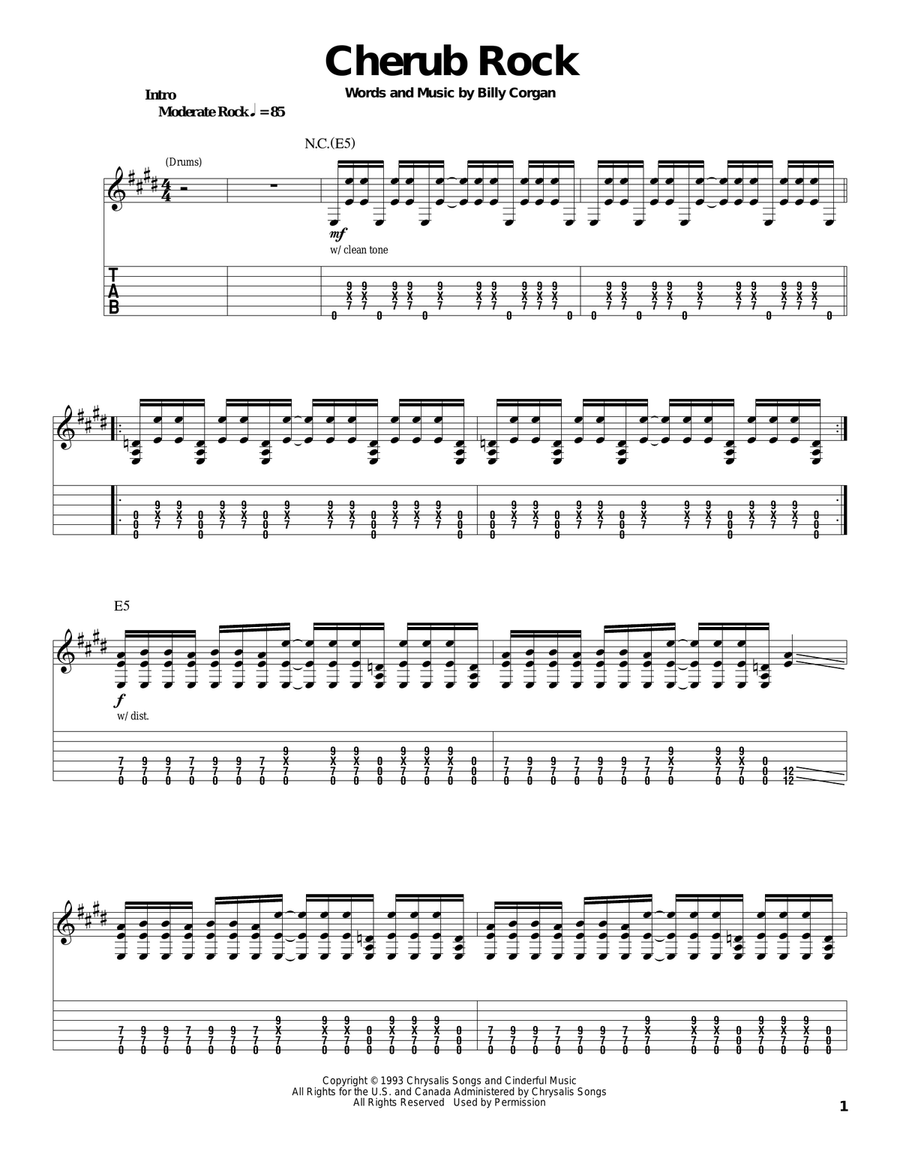 Cherub Rock Acoustic Guitar scores gallery preview page 1