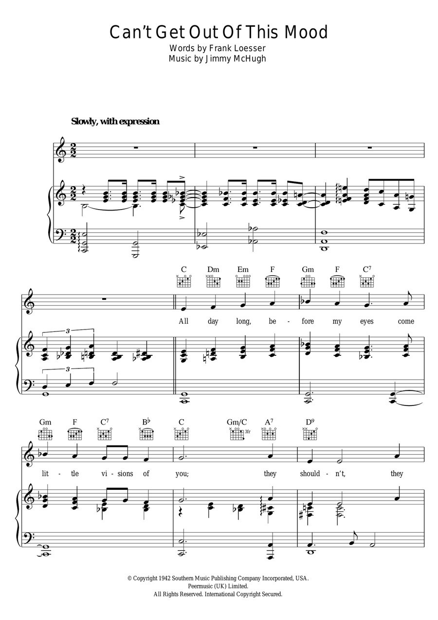 Can't Get Out Of This Mood Piano, Vocal scores gallery preview page 1
