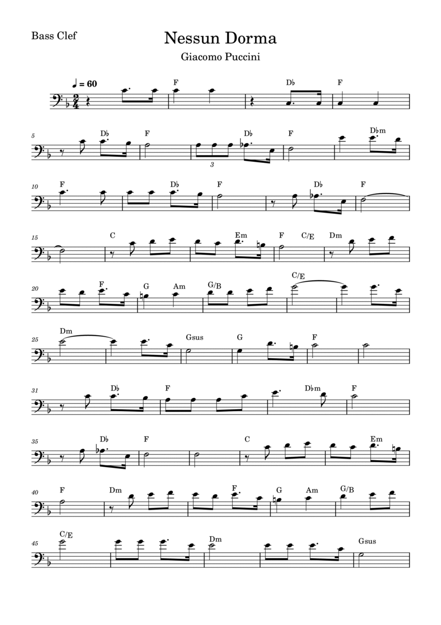 Nessun Dorma Nessun Dorma Cello Solo scores gallery preview page 1